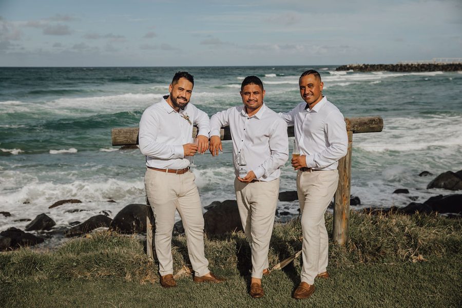 A Maori Groom and his best men at a NZ Wedding on the Gold Coast