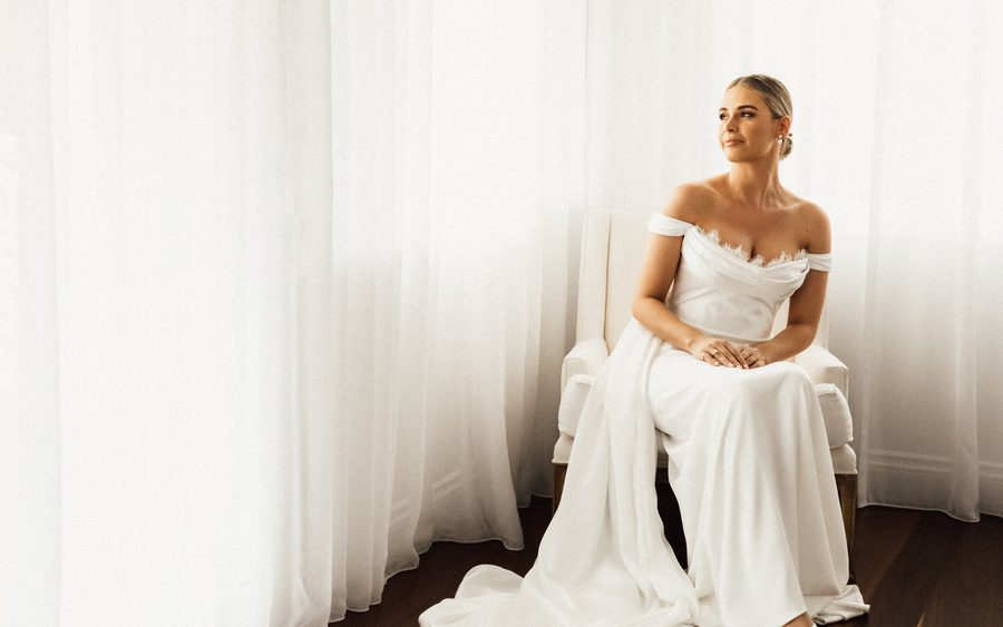 A bride enjoying a quiet moment alone before the ceremony
