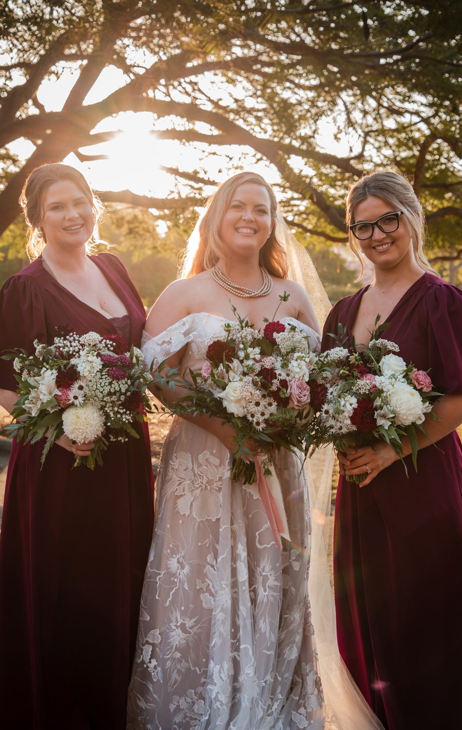 A beautiful bride with her bridesmaids
