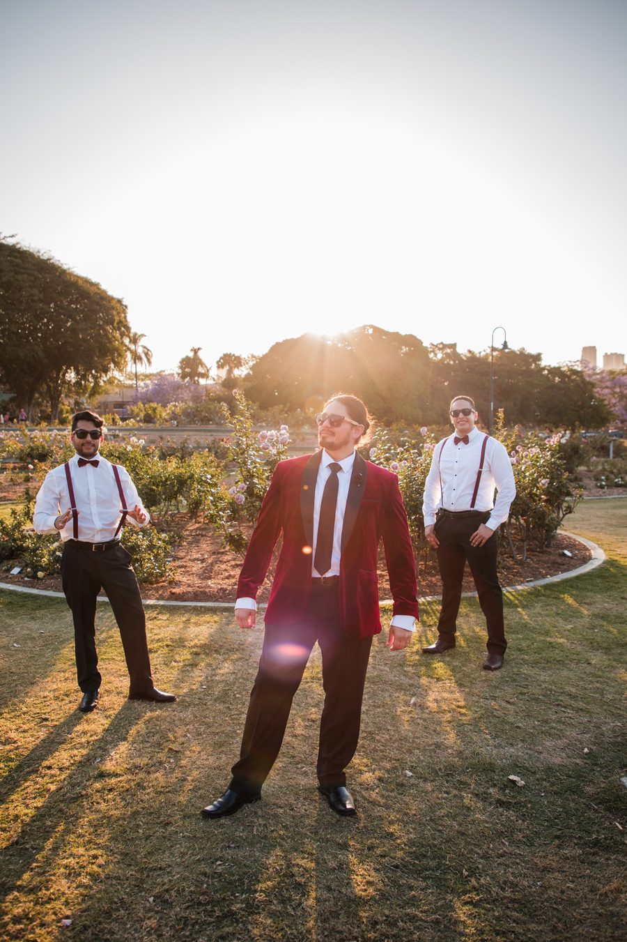 A charming groom and his groomsmen