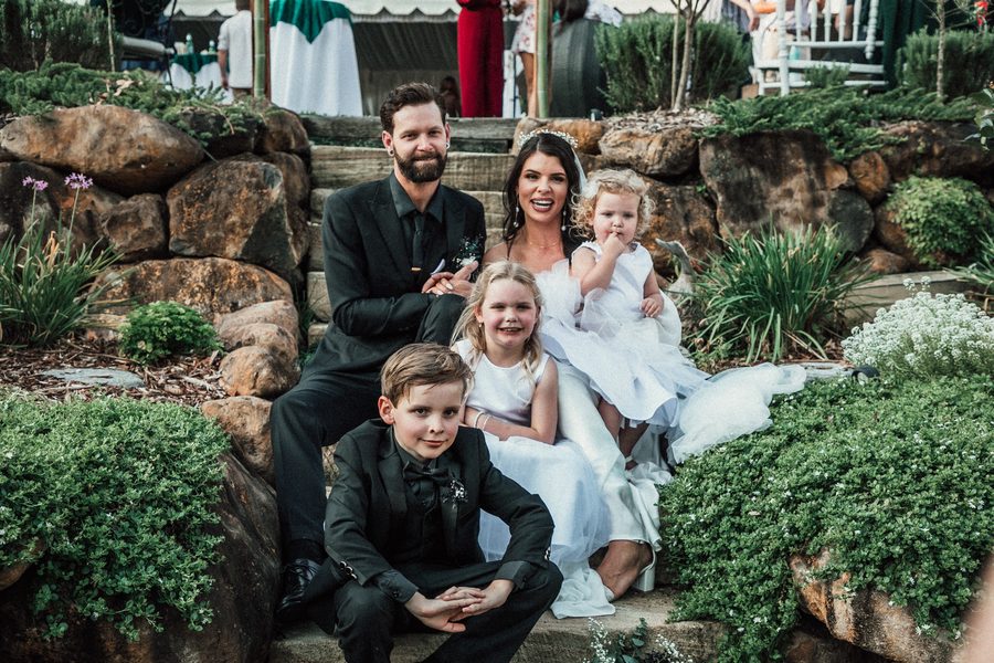 A beautiful family at a wedding