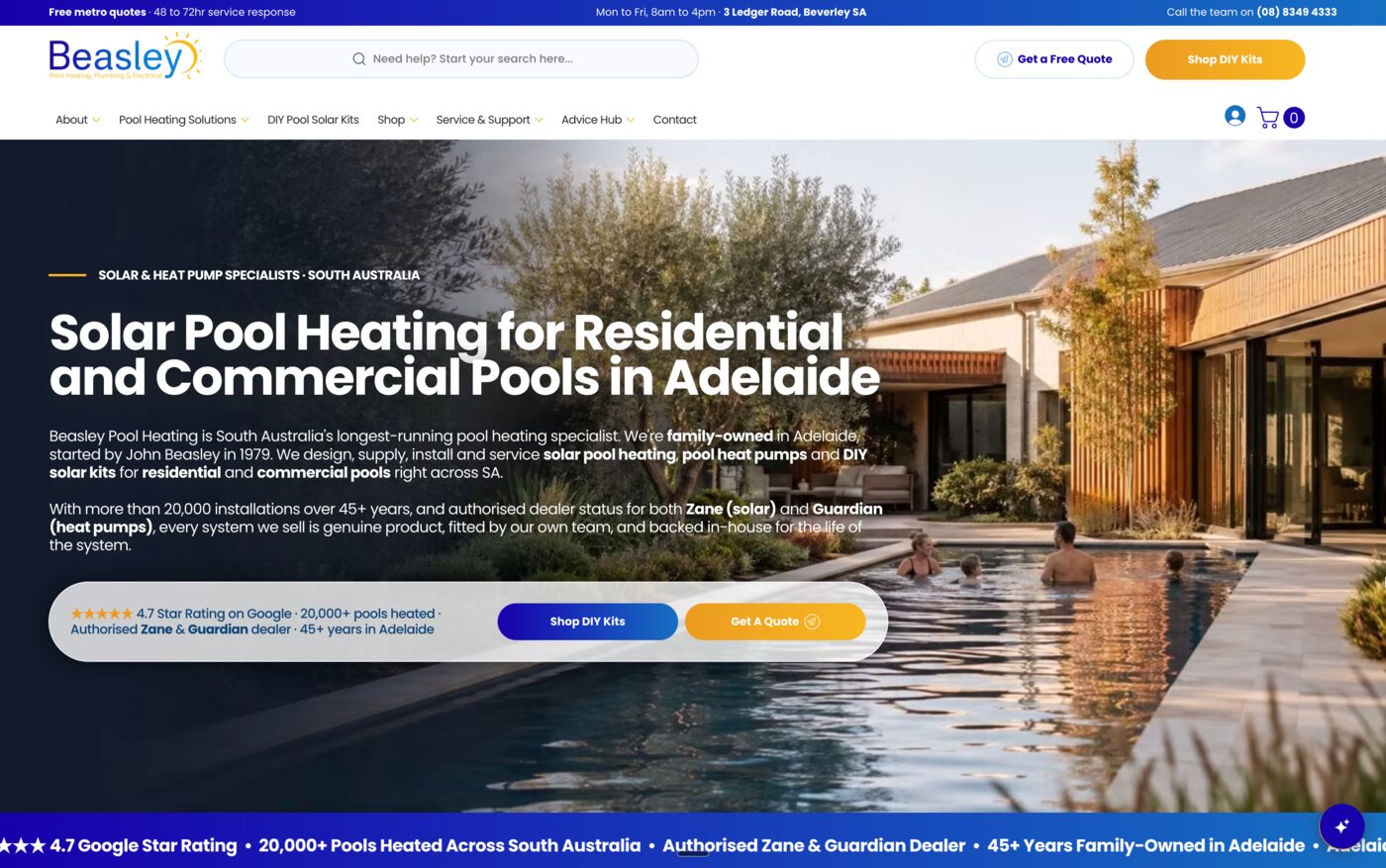 Beasley Pool Heating website